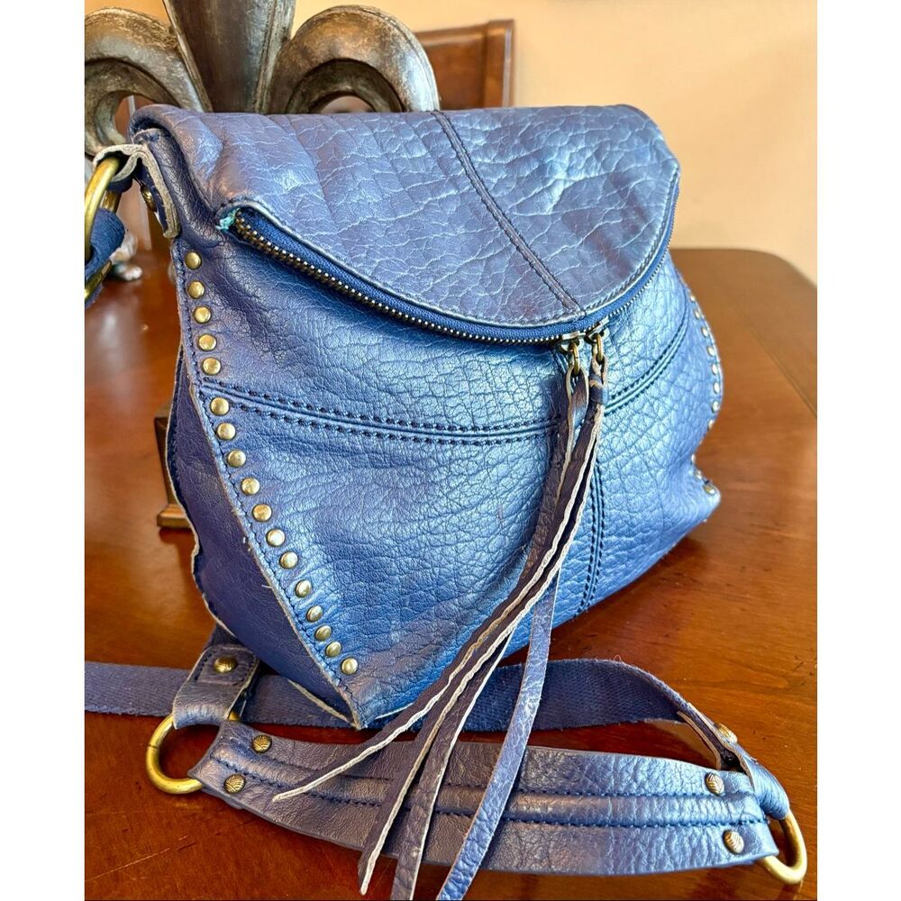 THE SAK - "Silverlake" Crossbody in Blue Pebbled Leather w/Studded Detailing - Picture 7 of 16